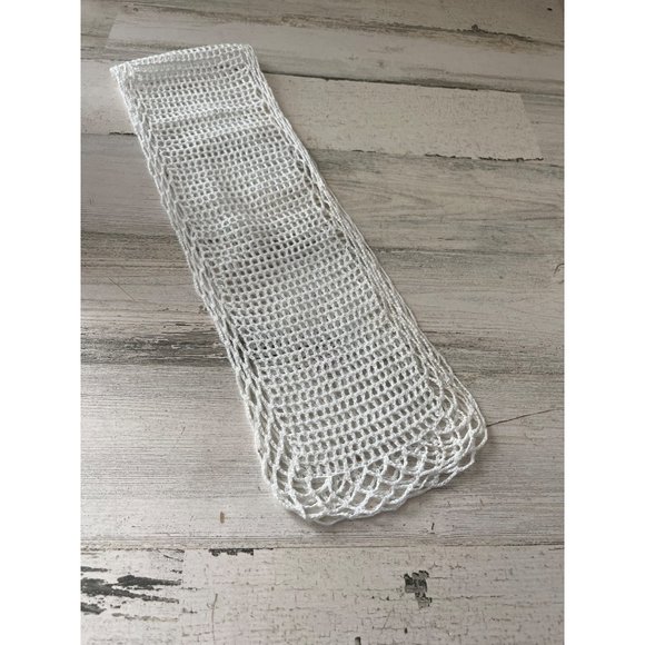 White rectangular crocheted scarf 5”x34” - Picture 2 of 4